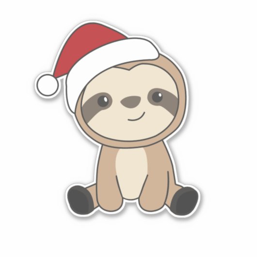 Sloth Christmas Snow Winter Animals Sloths Classic シール (正面)