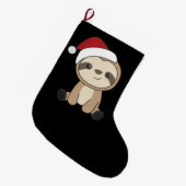 Sloth Christmas Snow Winter Animals Sloths Large C ラージクリスマスストッキング (正面 (吊り時))
