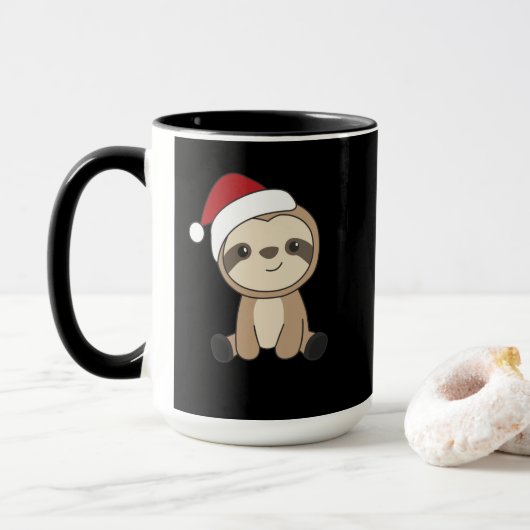 Sloth Christmas Snow Winter Animals Sloths Mug マグカップ (ドーナツ付き)