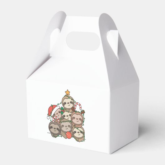 Sloth Christmas Tree Funny Animal Christmas Favor  フェイバーボックス (正面サイド)