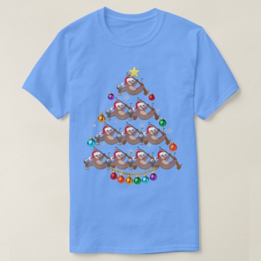 Sloth Christmas Tree Lights Funny Sloth Xmas  Tシャツ (デザイン正面)