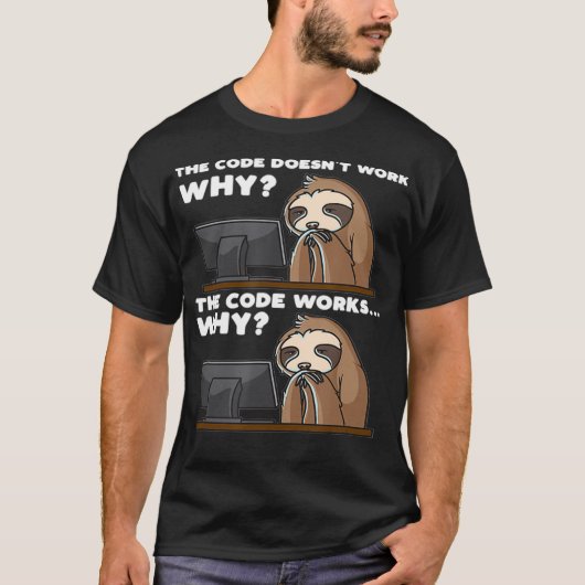 Sloth Computer Scientist Programmer Funny Software Tシャツ (正面)
