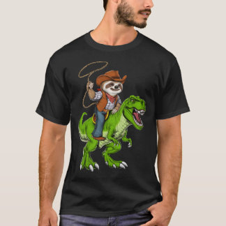 Sloth Cowboy Riding T-Rex Dinosaur Tシャツ