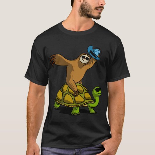 Sloth Cowboy Ridingurtle vintage Tシャツ (正面)