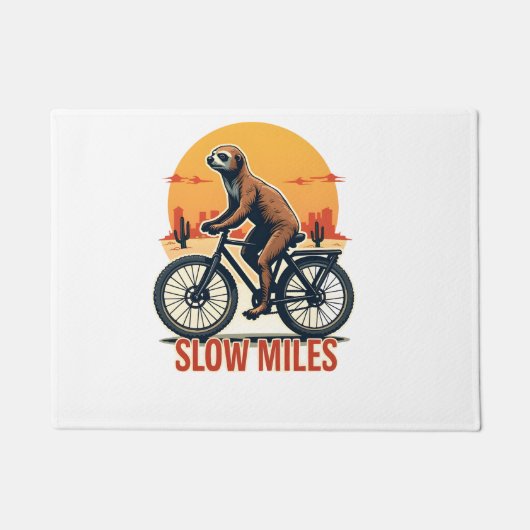 Sloth Cycling Vintage Adventure Mountain Ride ドアマット (正面)