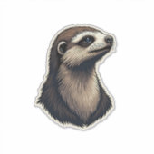 Sloth Engraved Portrait Vintage Tee 2 シール (正面)