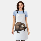 Sloth Etched Art Retro Nature Tee (2) エプロン (着用した状態)