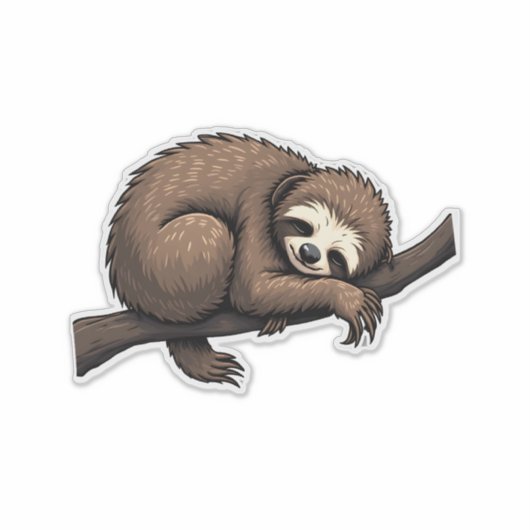 Sloth Etched Art Retro Nature Tee (2) シール (正面)