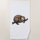 Sloth Etched Art Retro Nature Tee (2) ビーチタオル (正面)