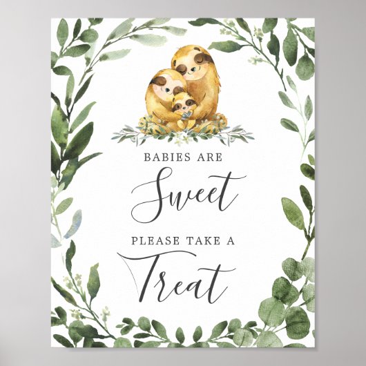 Sloth Family Baby Shower Babies Are Sweet Sign ポスター (正面)