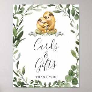 Sloth Family Baby Shower Cards and Gifts Sign ポスター
