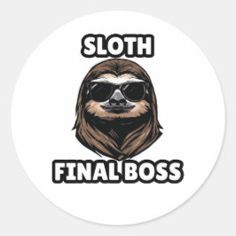 Sloth Final Boss Cool Sticker ラウンドシール