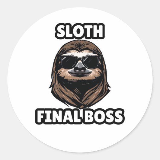 Sloth Final Boss Cool Sticker ラウンドシール (正面)