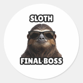 Sloth Final Boss Funny Sticker ラウンドシール
