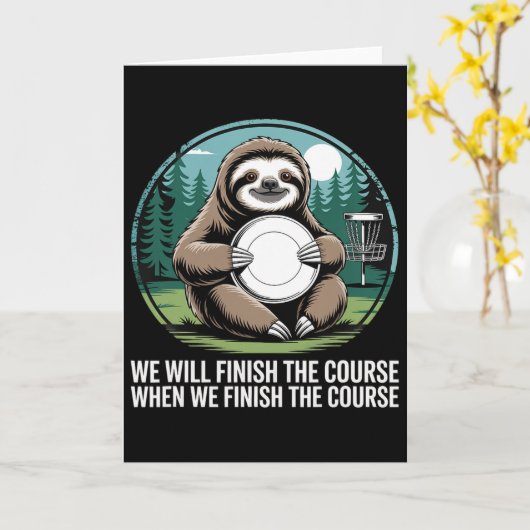 Sloth Frisbee Golf Player Retro Kawaii Disc Golf  カード (黄色い花)