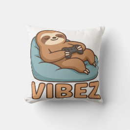 Sloth Gamer Vibes Pillow – Chill Bean Bag Controll クッション