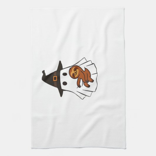 Sloth Halloween Ghost Witch Hat Animal Lovers Boys キッチンタオル (縦)