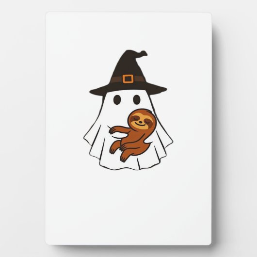 Sloth Halloween Ghost Witch Hat Animal Lovers Boys フォトプラーク (正面)