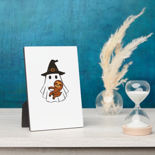 Sloth Halloween Ghost Witch Hat Animal Lovers Boys フォトプラーク (側面)