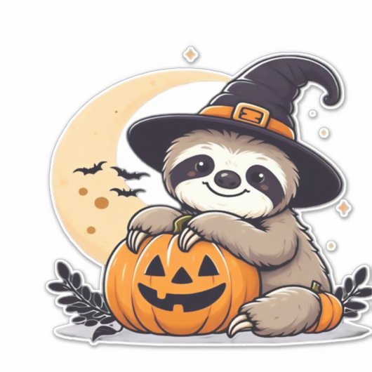 Sloth Halloween Motif Cute Classic T-Shirt シール (正面)