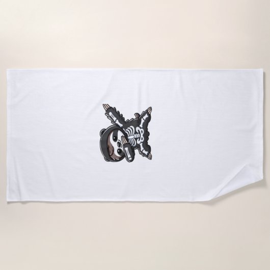 Sloth Halloween Skeleton Kids Women Men Sloth Clas ビーチタオル (正面)
