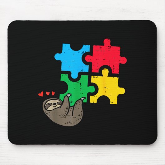 Sloth Hanging Puzzle Cute Autism Awareness Men Wom マウスパッド (正面)