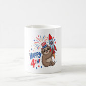 Sloth Happy 4th Rocket Fireworks USA コーヒーマグカップ (中央)