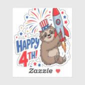 Sloth Happy 4th Rocket Fireworks USA シール (シート)