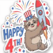 Sloth Happy 4th Rocket Fireworks USA シール (正面)