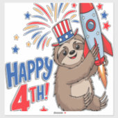 Sloth Happy 4th Rocket Fireworks USA シール (シート)