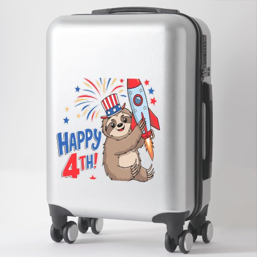 Sloth Happy 4th Rocket Fireworks USA シール (スーツケース)