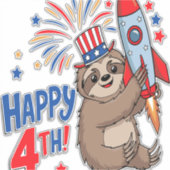 Sloth Happy 4th Rocket Fireworks USA シール (正面)