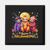Sloth Happy Hallothanksmas Halloween Thanksgiving  マグネット (正面)