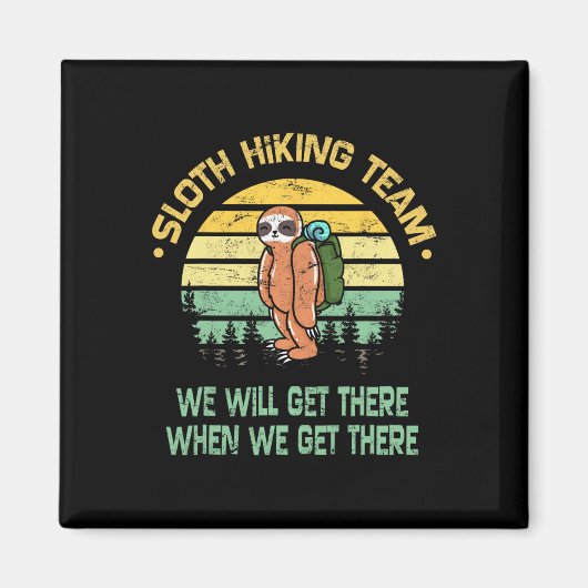 Sloth Hiking Team Hiker Camper Funny Retro  マグネット (正面)