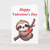 Sloth Holding a Heart Blank Valentine's Day  カード (正面)