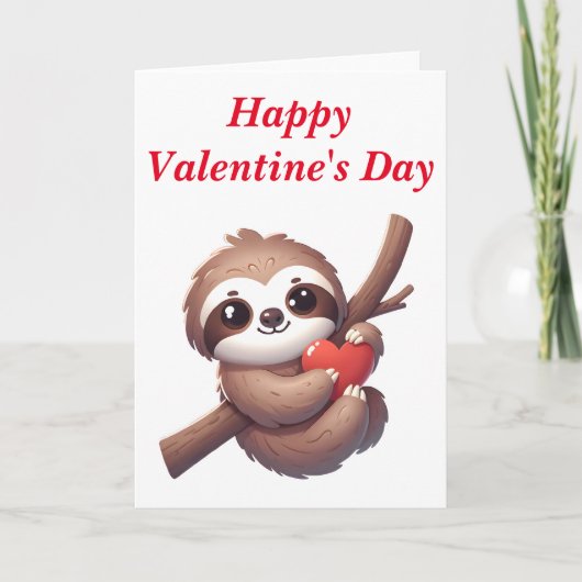 Sloth Holding a Heart Blank Valentine's Day  カード (正面)