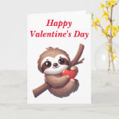 Sloth Holding a Heart Blank Valentine's Day  カード (黄色い花)
