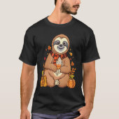 Sloth holding pumpkin spice happy Fall Yall autumn Tシャツ (正面)