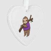 Sloth Hugging Tree Branch Wearing Purple オーナメント (正面)