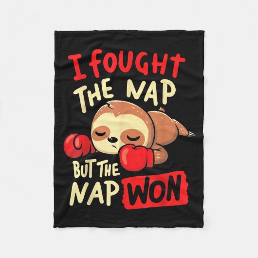Sloth I Fought The Nap But The Nap Won フリースブランケット (正面)