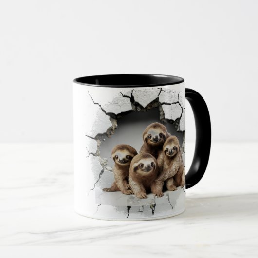Sloth in a cracked wall マグカップ (正面右)