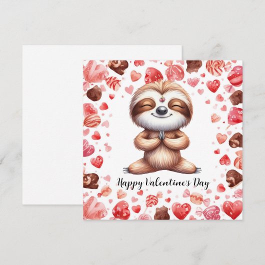Sloth in  Yoga Class on Valentine's Day  シーズンカード (正面/裏面)
