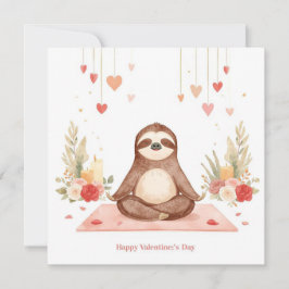 Sloth in  Yoga Class on Valentine's Day  シーズンカード