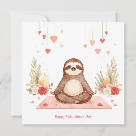 Sloth in  Yoga Class on Valentine's Day  シーズンカード (正面)