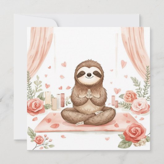 Sloth in  Yoga Class on Valentine's Day  シーズンカード (正面)