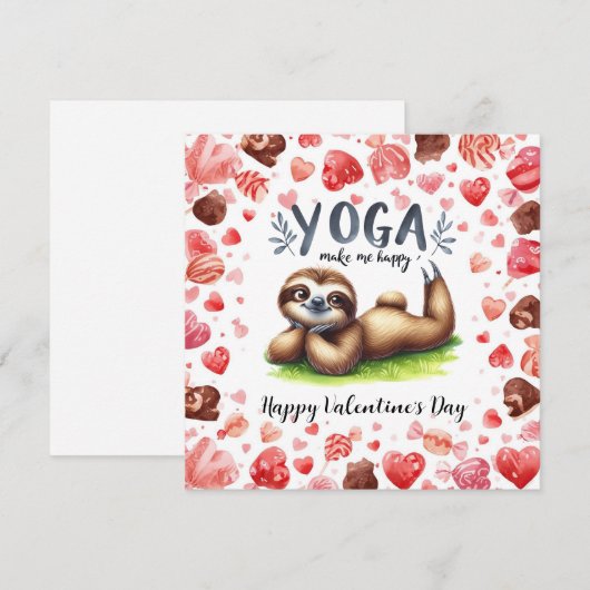 Sloth in Yoga Class on Valentine's Day シーズンカード (正面/裏面)