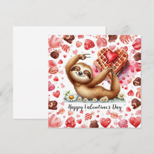 Sloth in  Yoga Class on Valentine's Day  シーズンカード (正面/裏面)