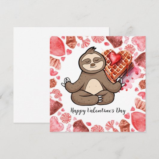 Sloth in  Yoga Class on Valentine's Day  シーズンカード (正面/裏面)