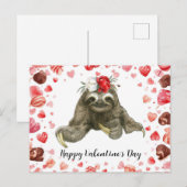 Sloth in  Yoga Class on Valentine's Day  シーズンポストカード (正面/裏面)