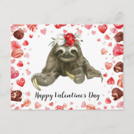 Sloth in  Yoga Class on Valentine's Day  シーズンポストカード